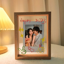 Valentines Day gift anniversary couple clapping up Diy photo frame imprinted birthday with male and female graffiti swinging tables