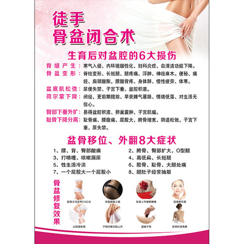 徒手私密骨盆闭合产后修复广告挂画康复海报满月发汗催乳宣传图hb - 图3