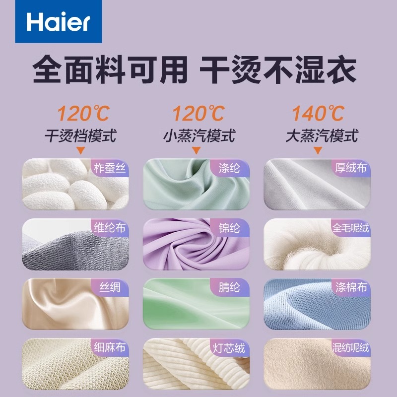 海尔手持挂烫机家用小型蒸汽电熨斗除菌除皱速烫定型便携式熨烫机