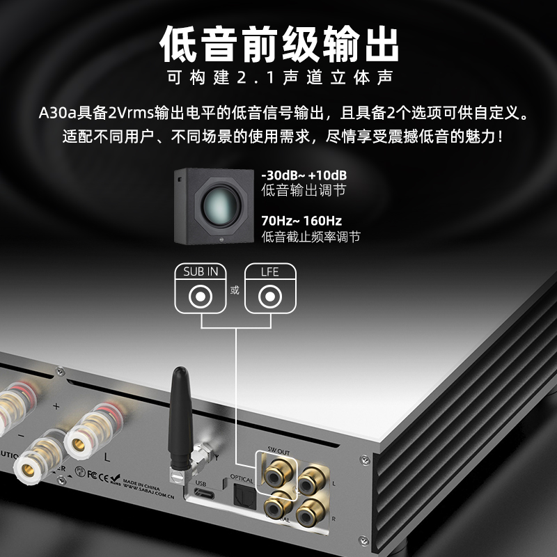 Sabaj A30a功放机大功率HiFi解码合并式发烧功放蓝牙光纤同轴USB-图3