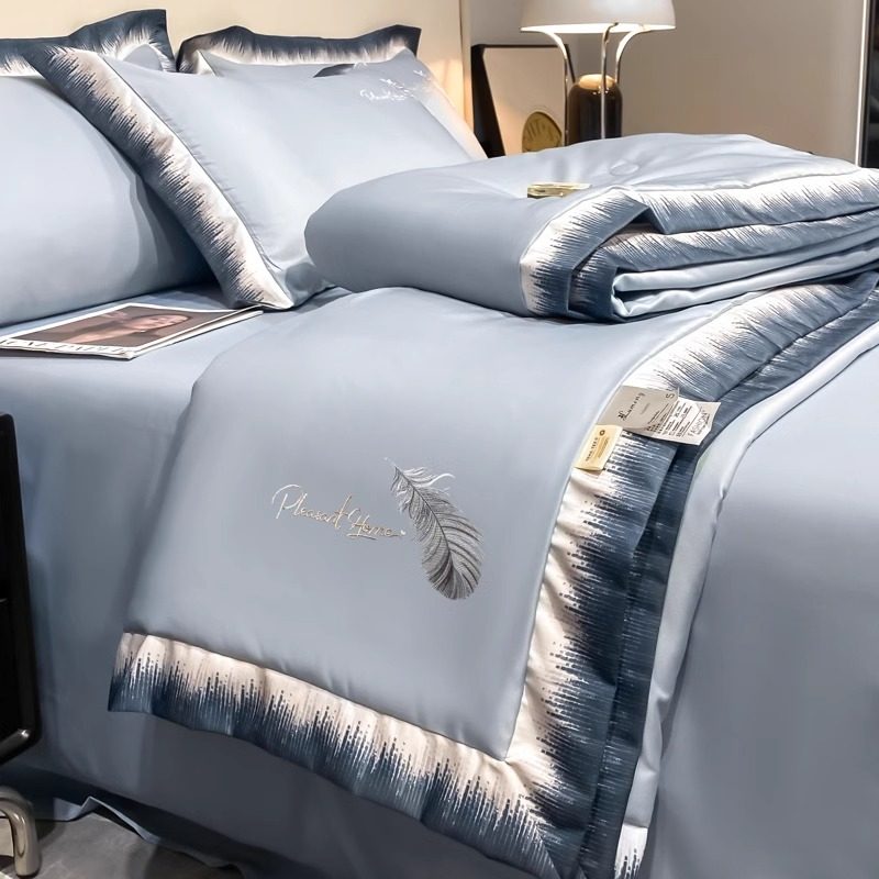 轻奢刺绣空调被四件套冰丝床笠水洗真丝夏凉被夏被薄款被子可机洗,淘宝优惠券,粉丝福利购,淘宝优惠卷