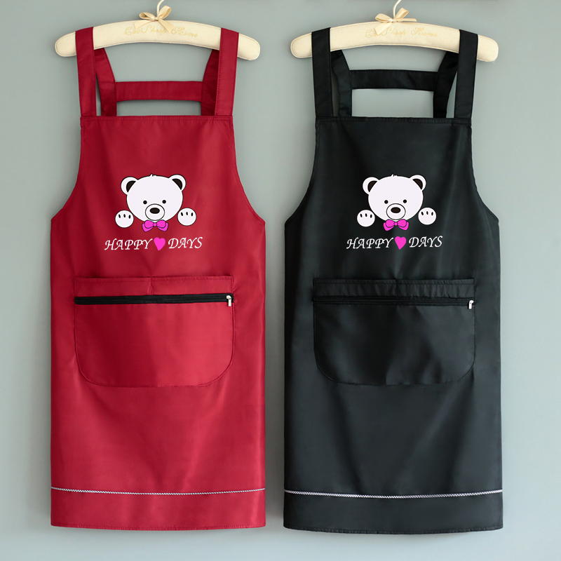 厨房家用围裙防水防油女时尚可爱日系韩版工作服罩衣大人定制logo - 图0