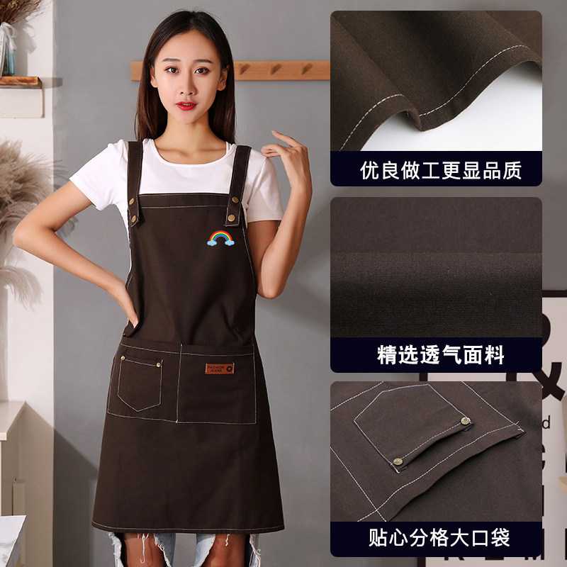 帆布围裙薄款定制logo印字夏天超薄防油污奶茶店餐厅服务员工作服