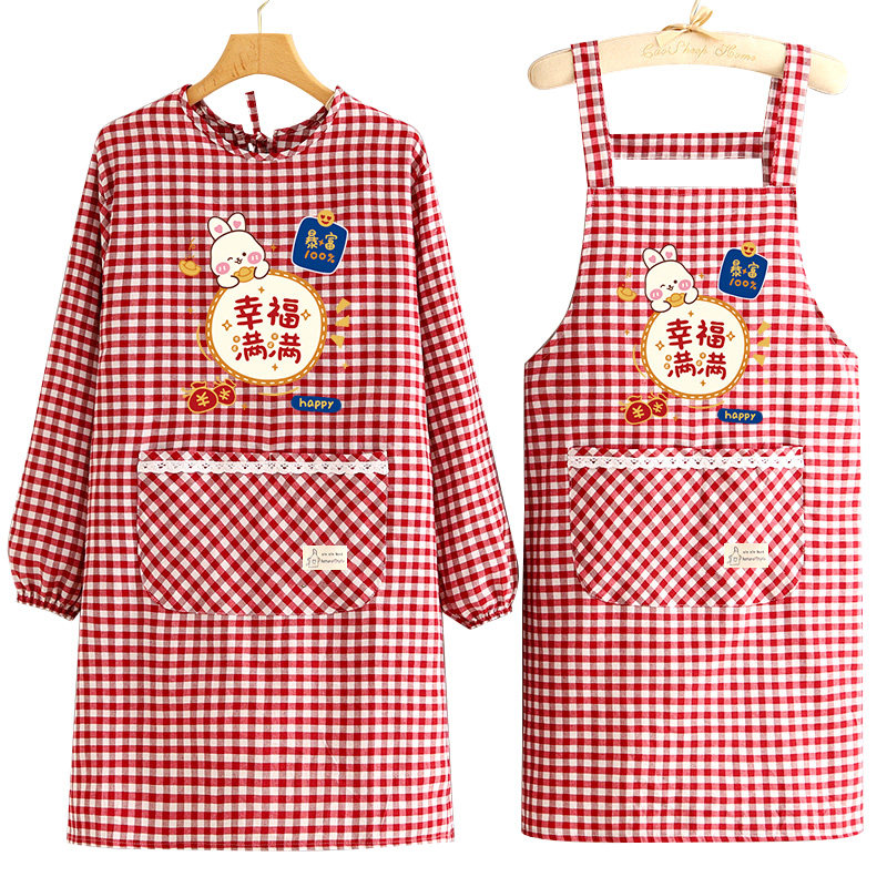 棉布长袖围裙厨房家用做饭卡通可爱罩衣女新款防污耐脏上班工作服,淘宝优惠券,粉丝福利购,淘宝优惠卷