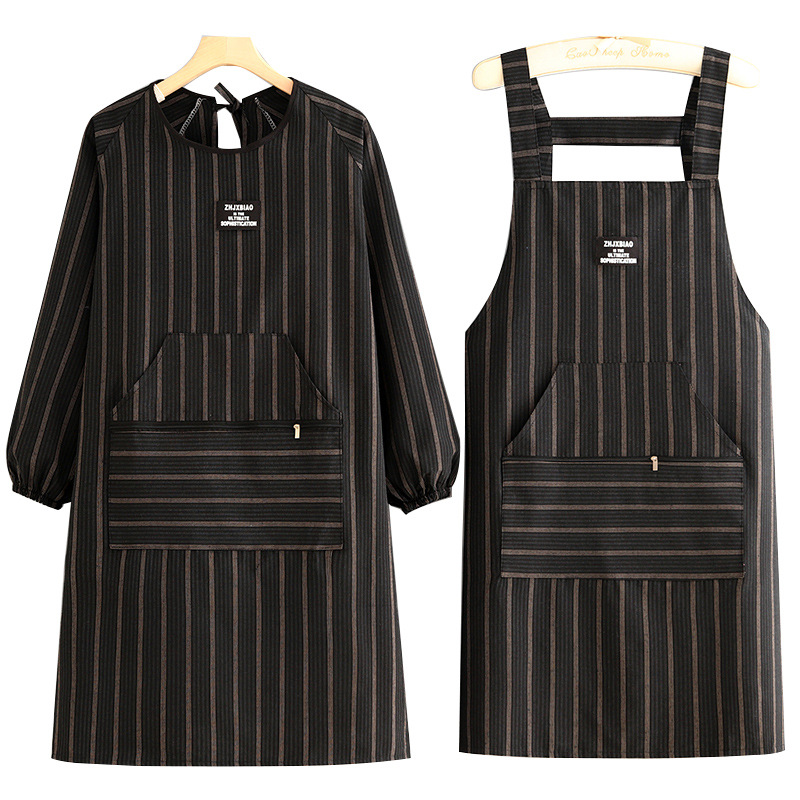 新款防污透气长袖围裙家用厨房成人外穿上班罩衣餐饮护衣工作服女 - 图3