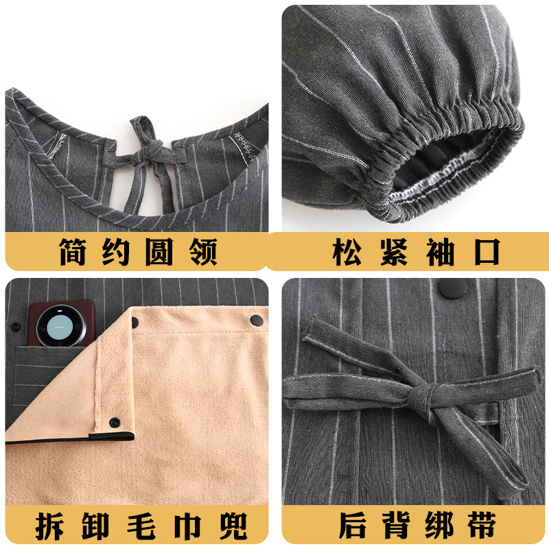防污棉布长袖围裙2025新款家用厨房做饭罩衣女透气耐脏工作服定制 - 图0
