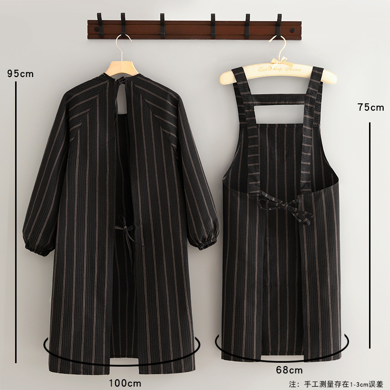 新款防污透气长袖围裙家用厨房成人外穿上班罩衣餐饮护衣工作服女 - 图2