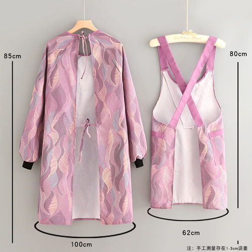 2025新款帆布围裙厨房家用防污罩衣女外穿透气长袖工作服餐饮围腰 - 图2