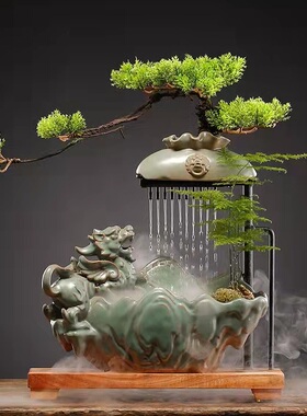 日进斗金流水摆件客厅玄关招财