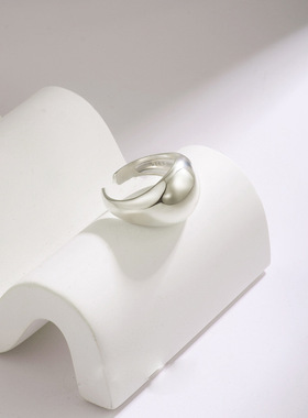 球面戒指女s925时尚纯银戒指开口可调节简约轻奢ins小众计高级感