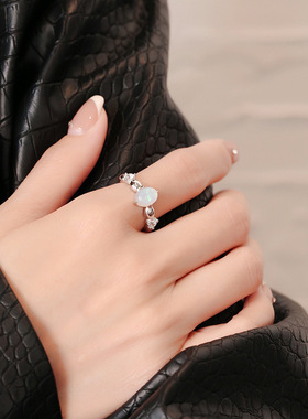星耀锆石戒指女s925纯银欧泊小众设计个性高级感食指戒冷淡风手饰