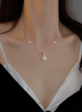 s999足银和田玉钱袋项链2024新款爆款国风新中式小众锁骨链女