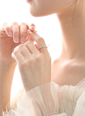 925纯银石纹戒指女简约不掉色冷淡风指环设计感高级戒子