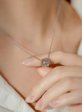 s925纯银简约镂空线团清新气质颈链通勤风时尚设计感锁骨链