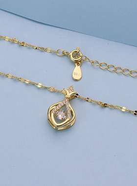 S925纯银灵动小香包项链女 韩版气质感小众感锁骨链网红项圈