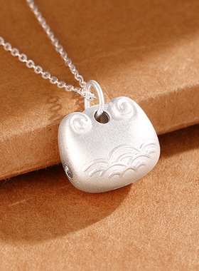 S999足银3D硬银配件祥云钱袋单吊坠DIY手工编绳项链手链挂件