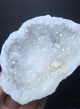 天然白水晶洞玛瑙聚宝盆钱袋子手链消磁原石原矿家居桌面饰品摆件