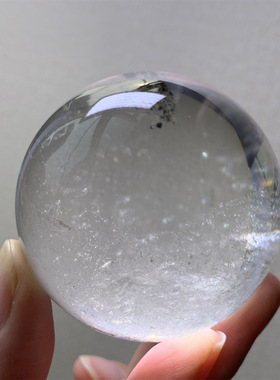 天然白水晶球阿塞彩虹全净体绿幽灵原石打磨家居桌面摆件
