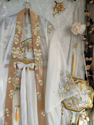 Оригинальное летнее ханьфу, плиссированная юбка, с вышивкой, эффект подтяжки