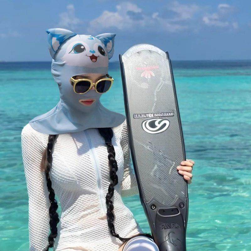 脸基尼游泳专用防晒面罩全脸护颈女沙滩抗UV冲浪潜水泳帽头套,淘宝优惠券,粉丝福利购,淘宝优惠卷