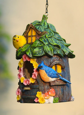 庭院花园布置温馨有爱小鸟木屋家