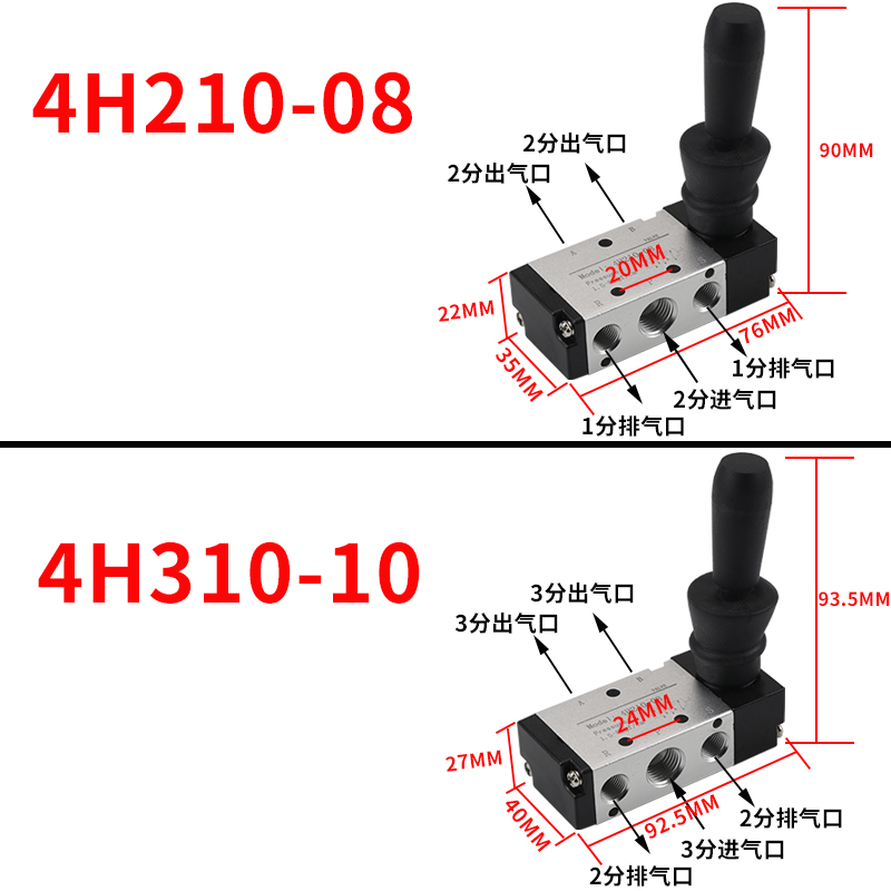 气动开关手动阀4H210-08手扳阀二位五通4R210-08手拉阀控制换向阀 - 图0