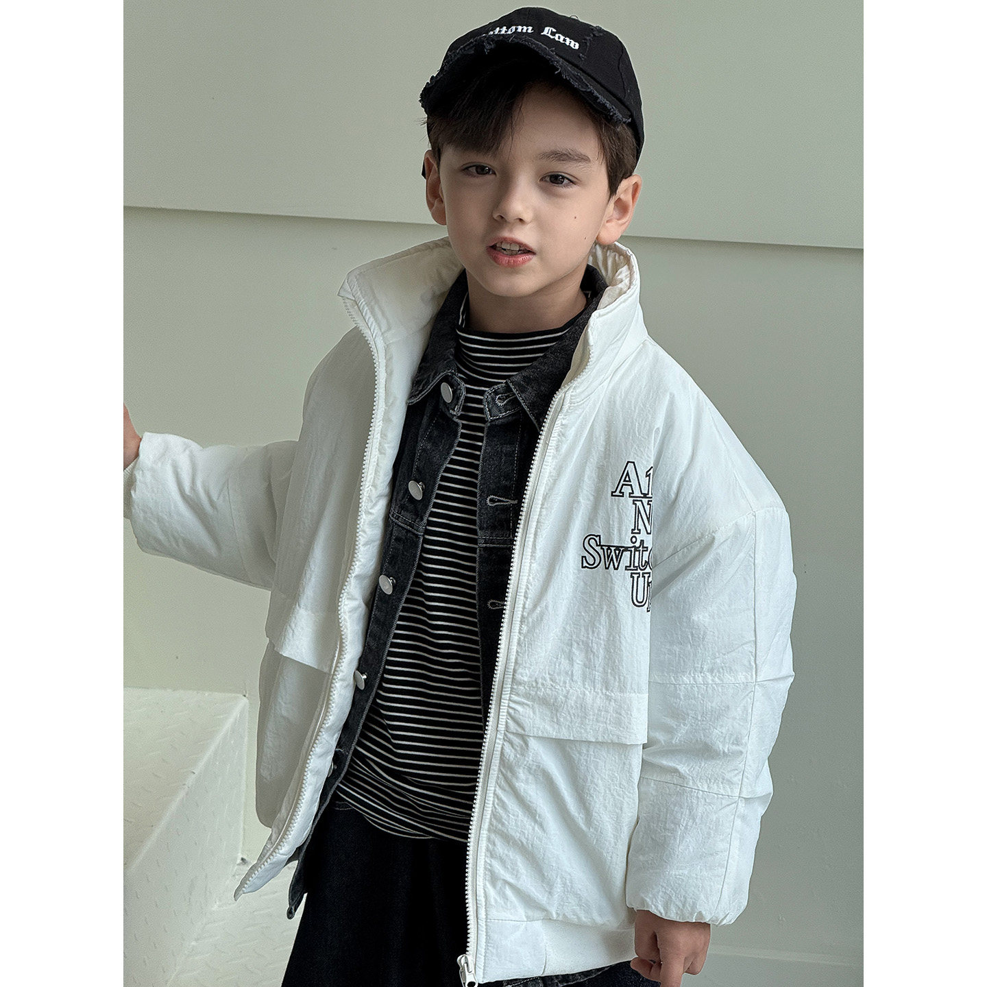 虾酱麻麻男童棉服冬季2025新款男孩上衣白色洋气保暖儿童棉衣外套,淘宝优惠券,粉丝福利购,淘宝优惠卷