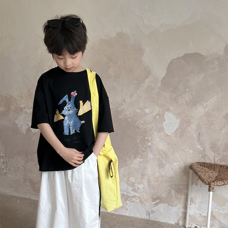 虾酱麻麻男童短袖t恤夏装2025新款上衣洋气卡通印花儿童半袖体恤,淘宝优惠券,粉丝福利购,淘宝优惠卷