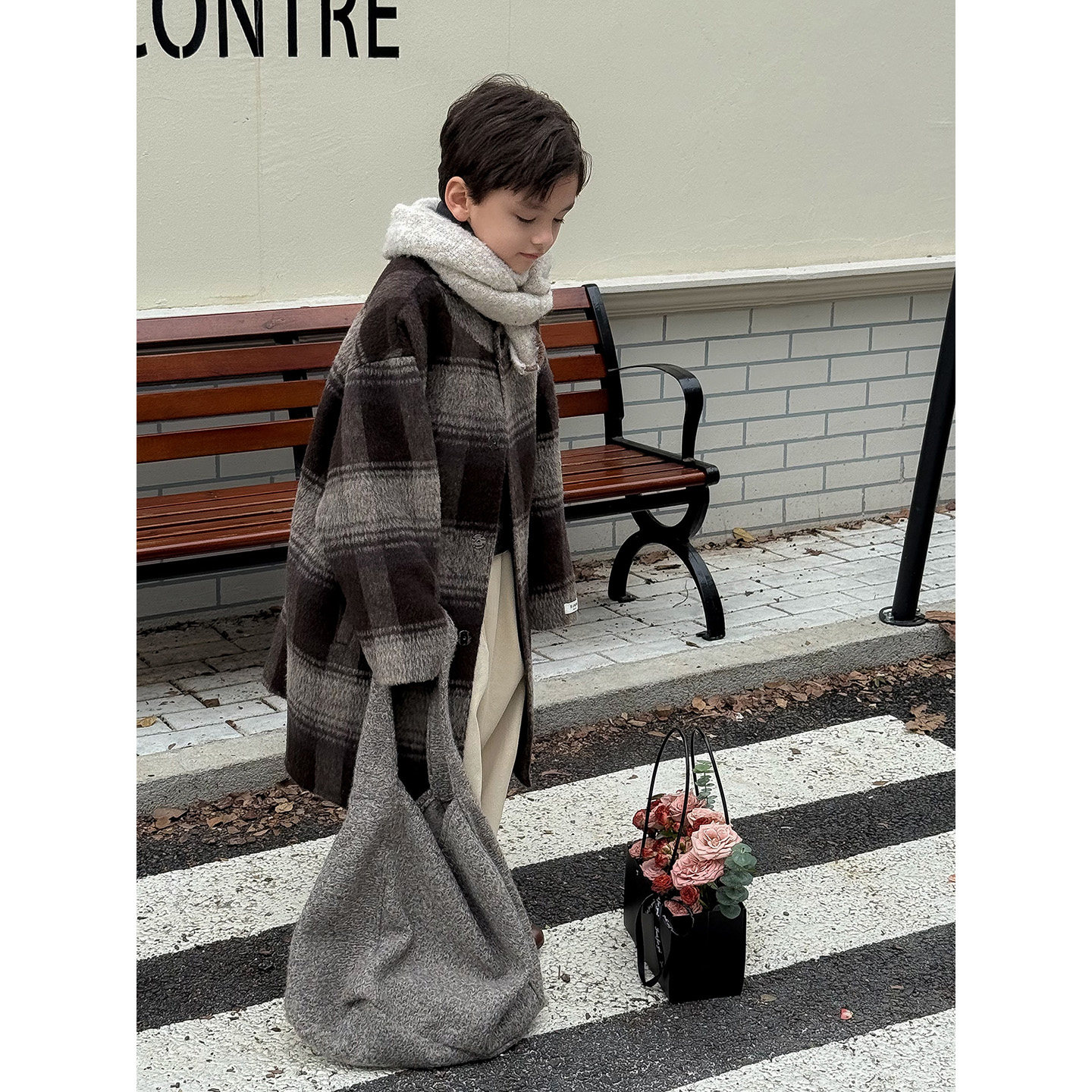 虾酱麻麻男童双面羊毛大衣冬季2025新款男孩洋气格子儿童保暖外套,淘宝优惠券,粉丝福利购,淘宝优惠卷