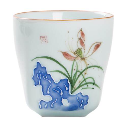 羊脂玉瓷茶杯手绘陶瓷品茗杯功夫茶具中式复古主人杯单杯喝茶杯子 - 图3