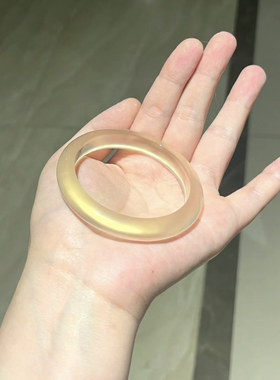 纯天然毕业级玛瑙手镯女款香槟金白月光玉髓玉镯子高冰透冰种马料