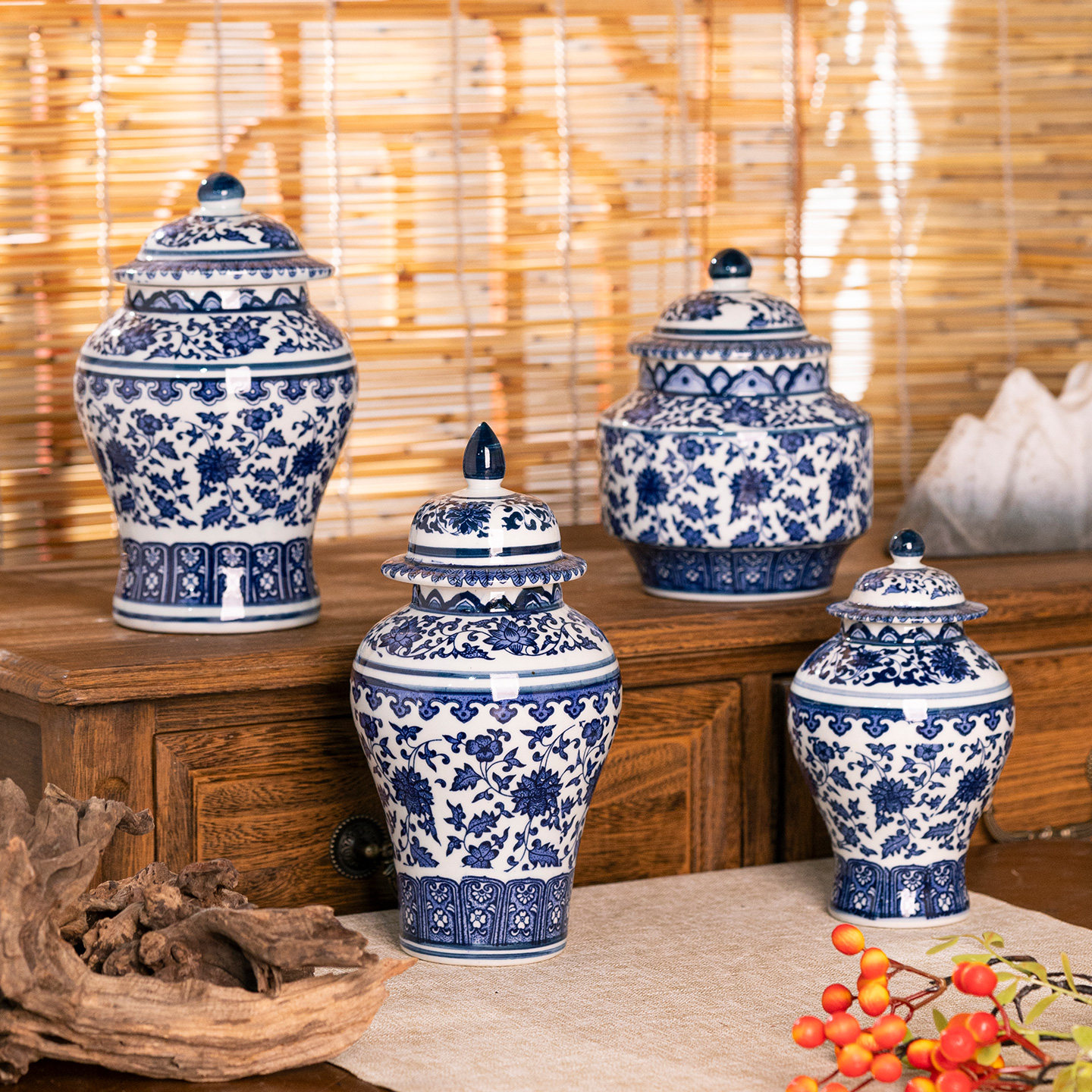 景德镇陶瓷器仿古青花瓷将军罐陶瓷花瓶摆件储物罐中式家居装饰品,淘宝优惠券,粉丝福利购,淘宝优惠卷