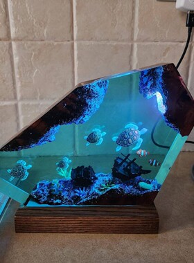跨境树脂灯Resin Lamp Ocean海洋海龟家族树脂灯夏季热卖工艺品