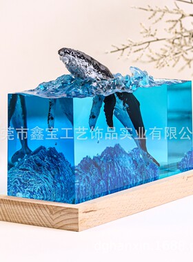 座头鲸海洋冰山微景观氛围灯小夜灯送礼创意生日礼物桌面摆件