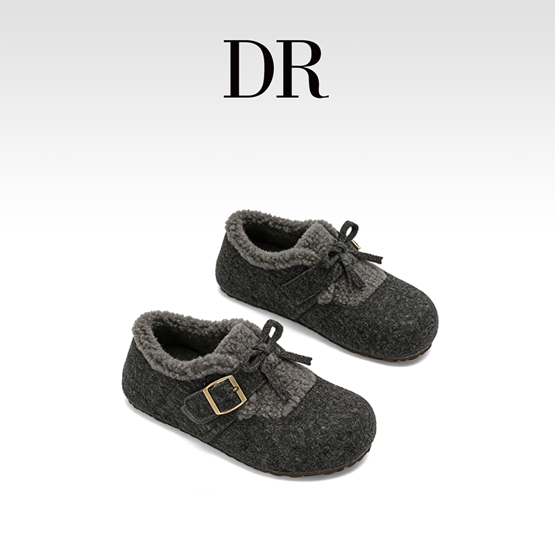 DR官方正品加绒软底勃肯鞋纯色深色平底扣带毛绒毛毛鞋,淘宝优惠券,粉丝福利购,淘宝优惠卷