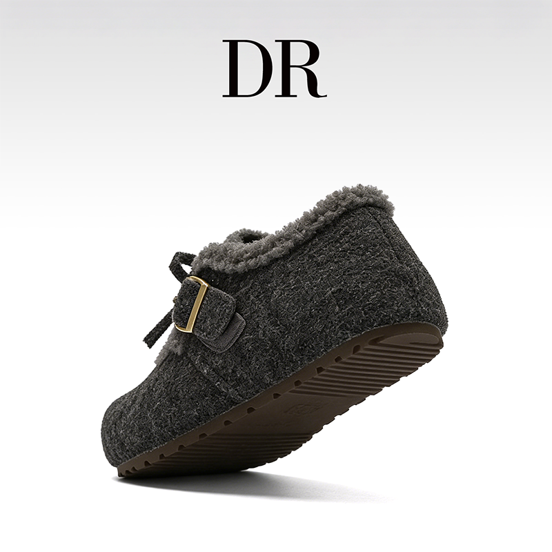 DR官方正品时尚休闲搭扣低跟浅口羊绒勃肯鞋平底青年圆头呢子纯色,淘宝优惠券,粉丝福利购,淘宝优惠卷