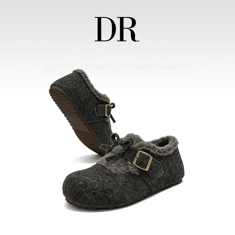 DR官方正品加绒软底勃肯鞋纯色深色平底扣带毛绒毛毛鞋,淘宝优惠券,粉丝福利购,淘宝优惠卷