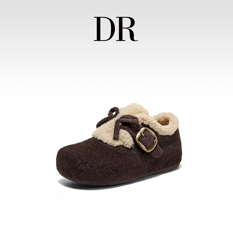 DR官方正品休闲搭扣低跟浅口羊绒平底青年保暖圆头百搭复古舒适,淘宝优惠券,粉丝福利购,淘宝优惠卷