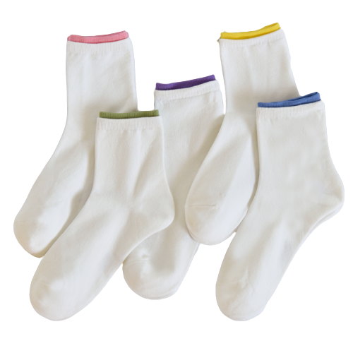 夏季休闲纯色白色棉质透气8双女袜 希贝莎短袜/打底袜/丝袜/美腿袜