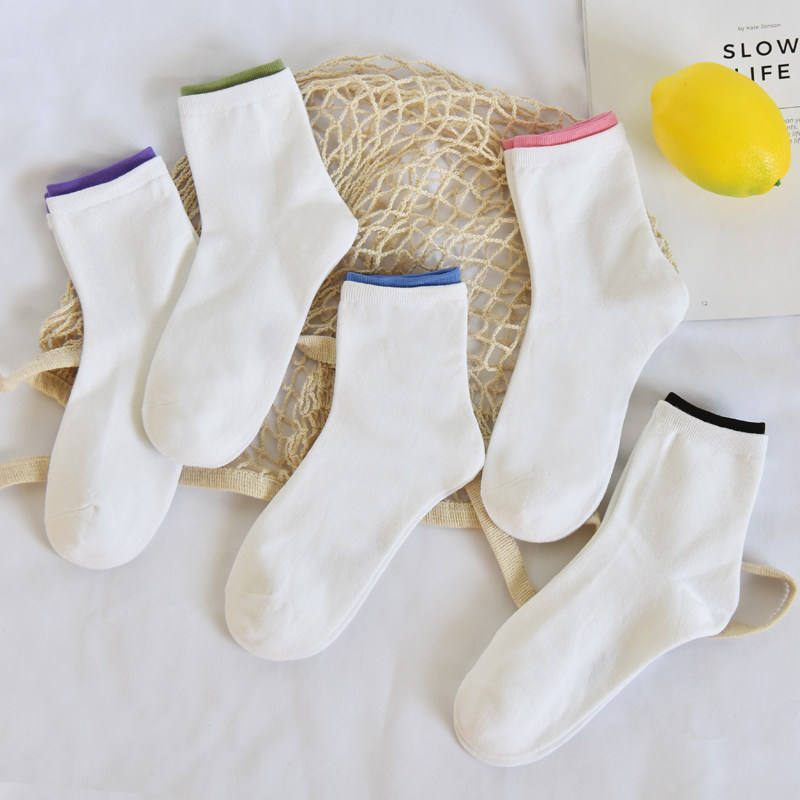 夏季休闲纯色白色棉质透气8双女袜 希贝莎短袜/打底袜/丝袜/美腿袜