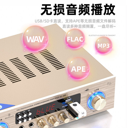 先科 AV-208功放机大功率专业放大器家用KTV蓝牙功放音响HIFI音质 - 图2
