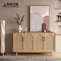 Nordic Dining Side Cabinet Solid Wood Vines Bookcase Living-room Tea Water Cabinet Minimalist Modern Genguan Cabinet Small Family-type containing cabinet