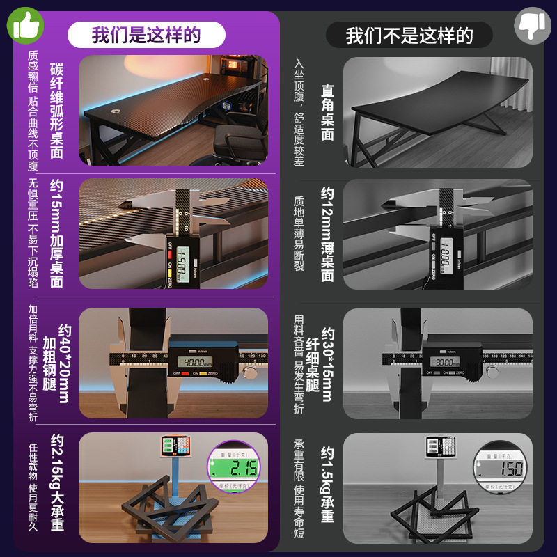 电脑桌台式家用碳纤维电竞桌椅套装卧室游戏桌子简易工作台办公桌,淘宝优惠券,粉丝福利购,淘宝优惠卷