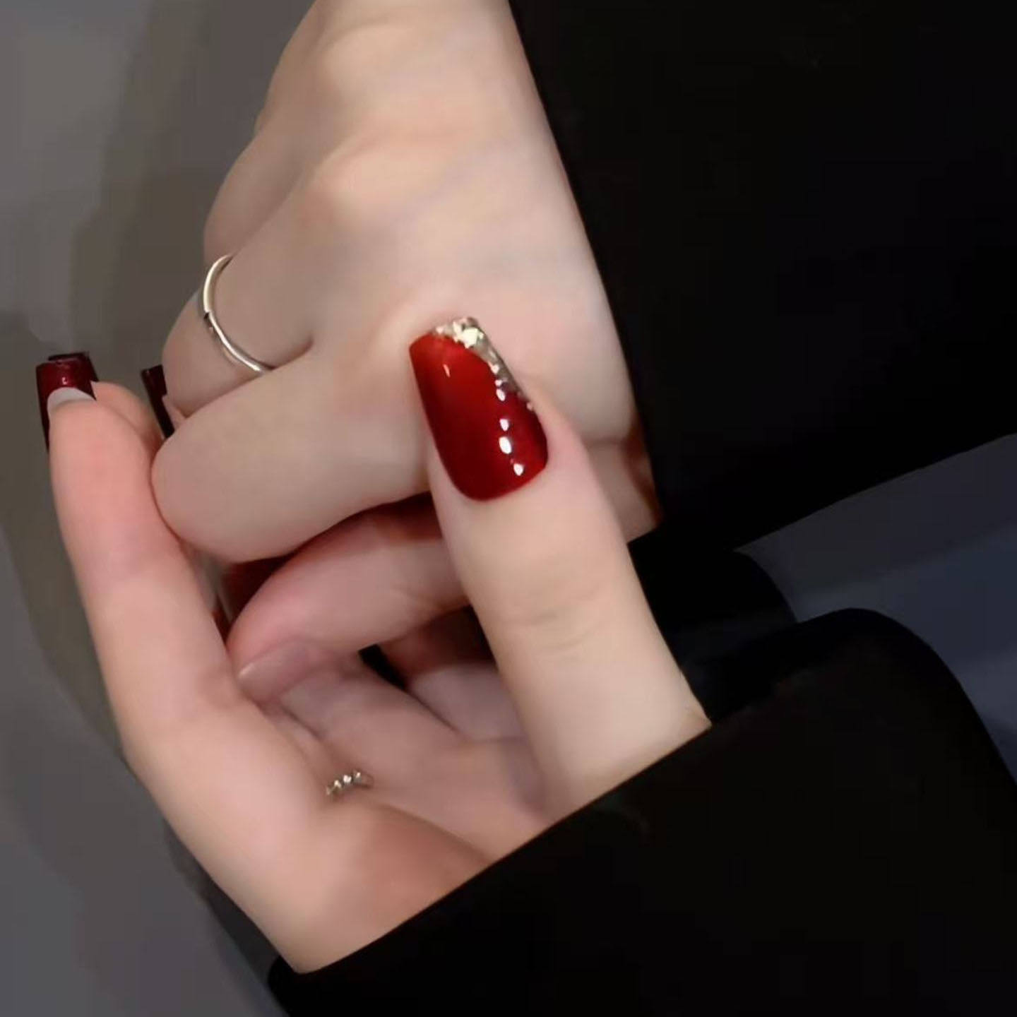 GC【开门红】新年新款安克拉红猫眼法式手工制作光疗显白可卸甲片,淘宝优惠券,粉丝福利购,淘宝优惠卷