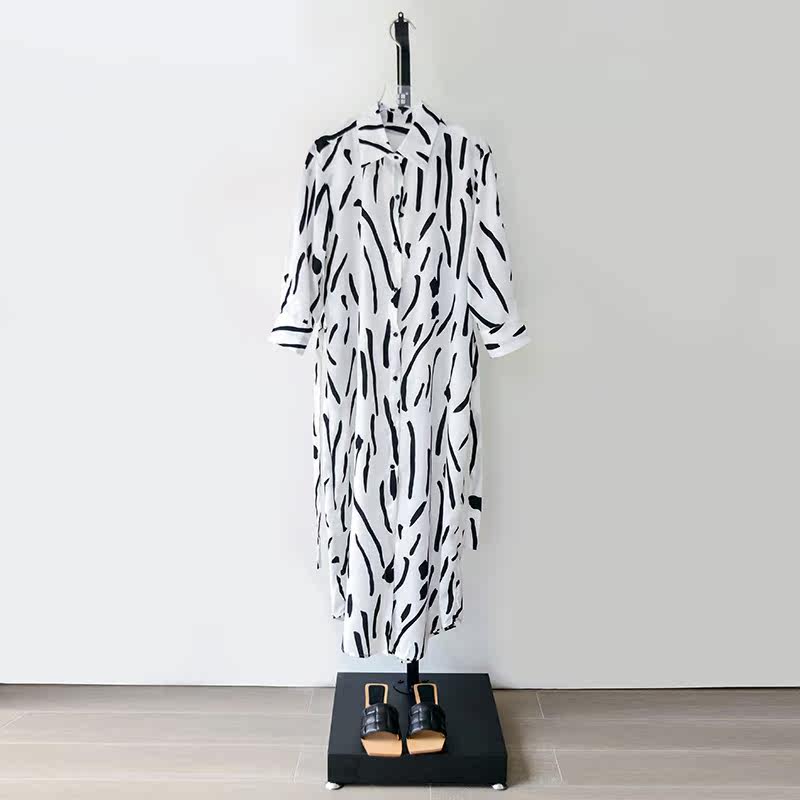 衬衫女2020夏新款条纹宽松连衣裙子 裙踪魅影连衣裙