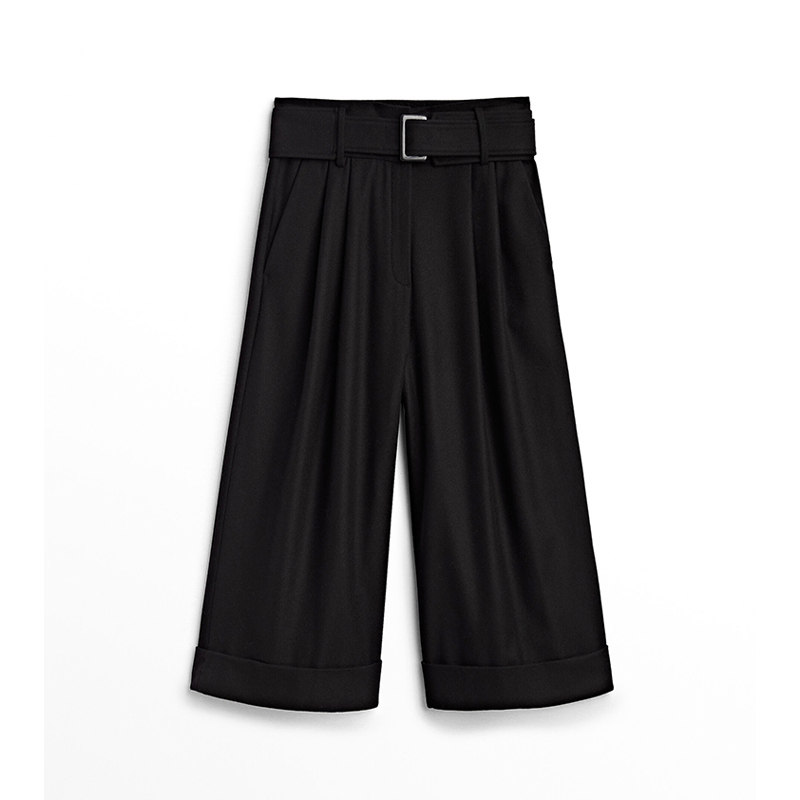 秋冬新款2022休闲高腰子毛呢阔腿裤 裙踪魅影休闲裤