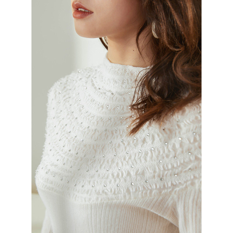 半高领秋冬2020新款蕾丝羊毛针织衫 裙踪魅影毛针织衫