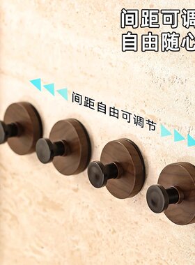 胡桃木纹吸盘旋钮挂钩门后浴室厨房壁挂式置物架免打孔挂衣钩挂架