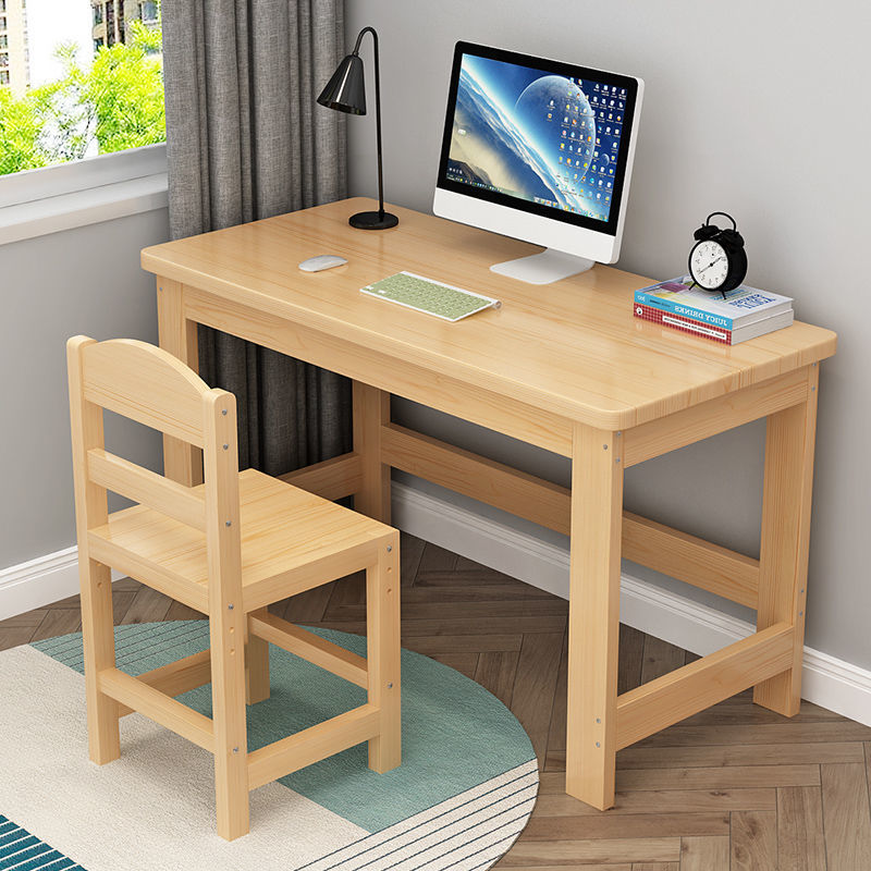实木电脑桌松木书桌儿童学习桌家用学生写字桌简易订做可办公
