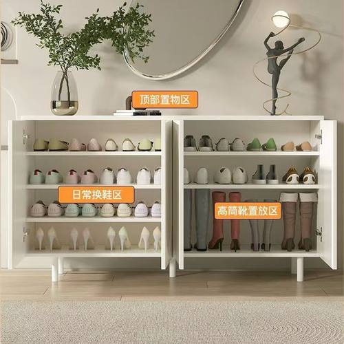 鞋柜法式门口家用靠墙入户新款清仓奶油一体鞋架网红收纳储物柜 - 图3